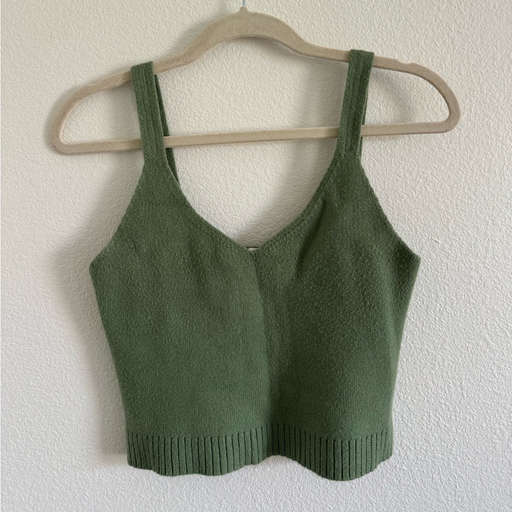 Green Knit Women's Crop Top